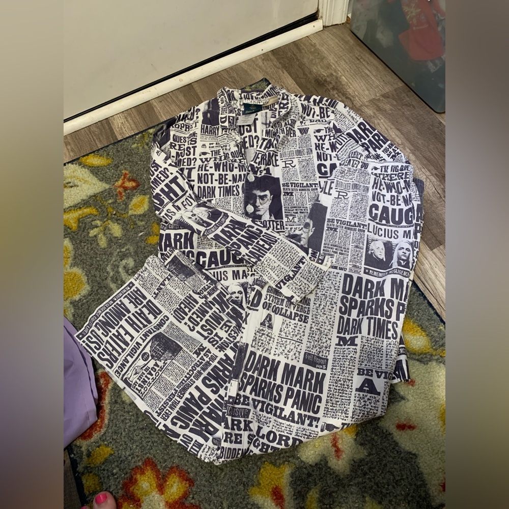 Pottery Barn Teen Black and White Harry Potter Newspaper Print Kids Pajamas
